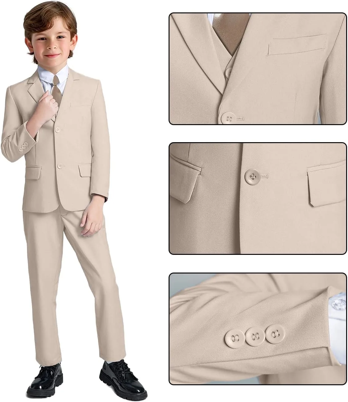 Boys Suit for Kids Teens Formal 5 Piece Tuxedo Suit Set