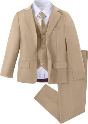 Boys Suit Slim Fit 5 Piece for Kids Toddler Suit Wedding Outfit for Teenage Boys Formal Tuxedo Set