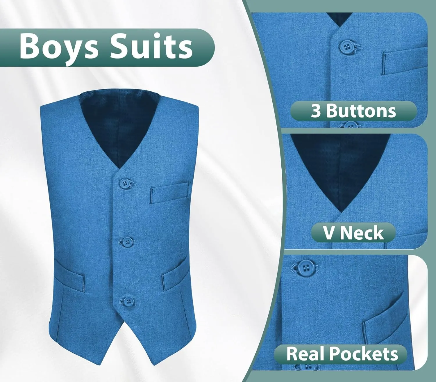 Boys Suits 3 Piece Slim Fit Suit Set Dresswear Ring Bearer Outfit for Boy