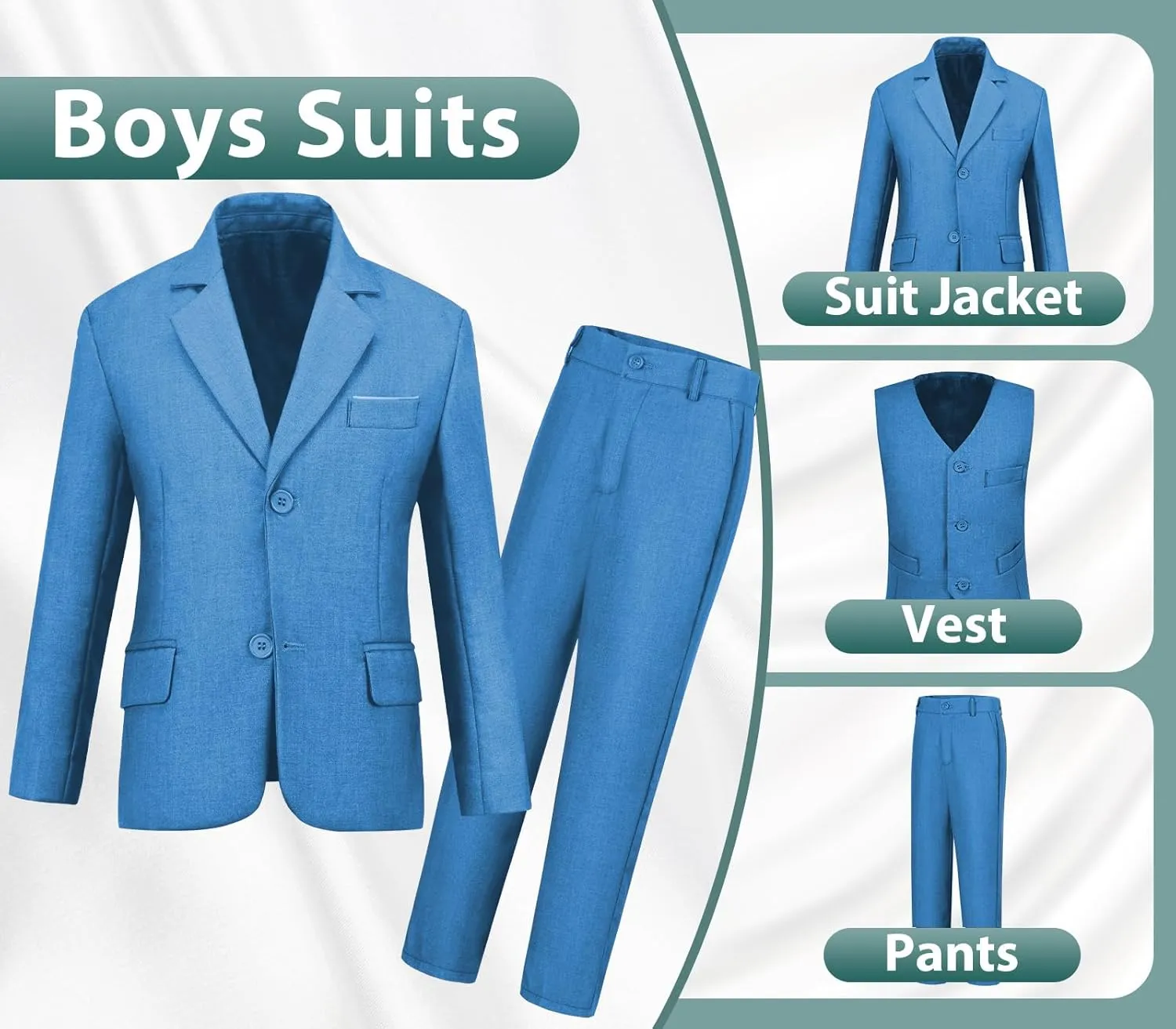 Boys Suits 3 Piece Slim Fit Suit Set Dresswear Ring Bearer Outfit for Boy