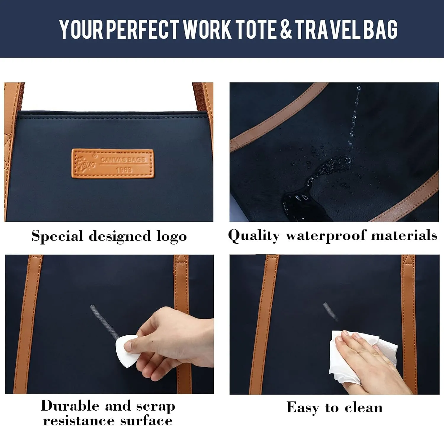 BUG Lightweight Women Laptop Tote Bag for Work, Casual Handbag for Travel Beach College Teacher