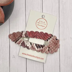 Burgundy Animal Print Scalloped Snap Clip