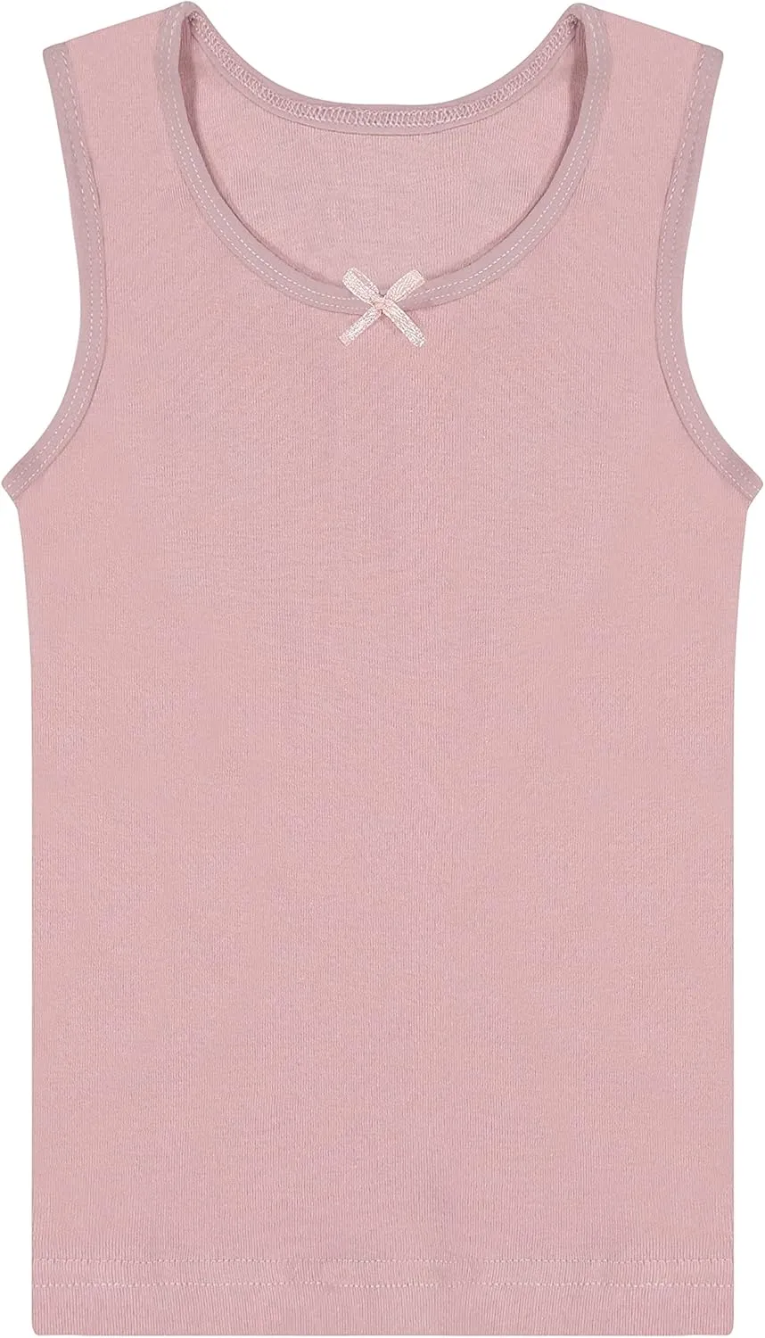 Buyless Fashion Girls Tagless Cami Scoop Neck Pink Polka Dot Undershirts Cotton Tank (8 Pack)