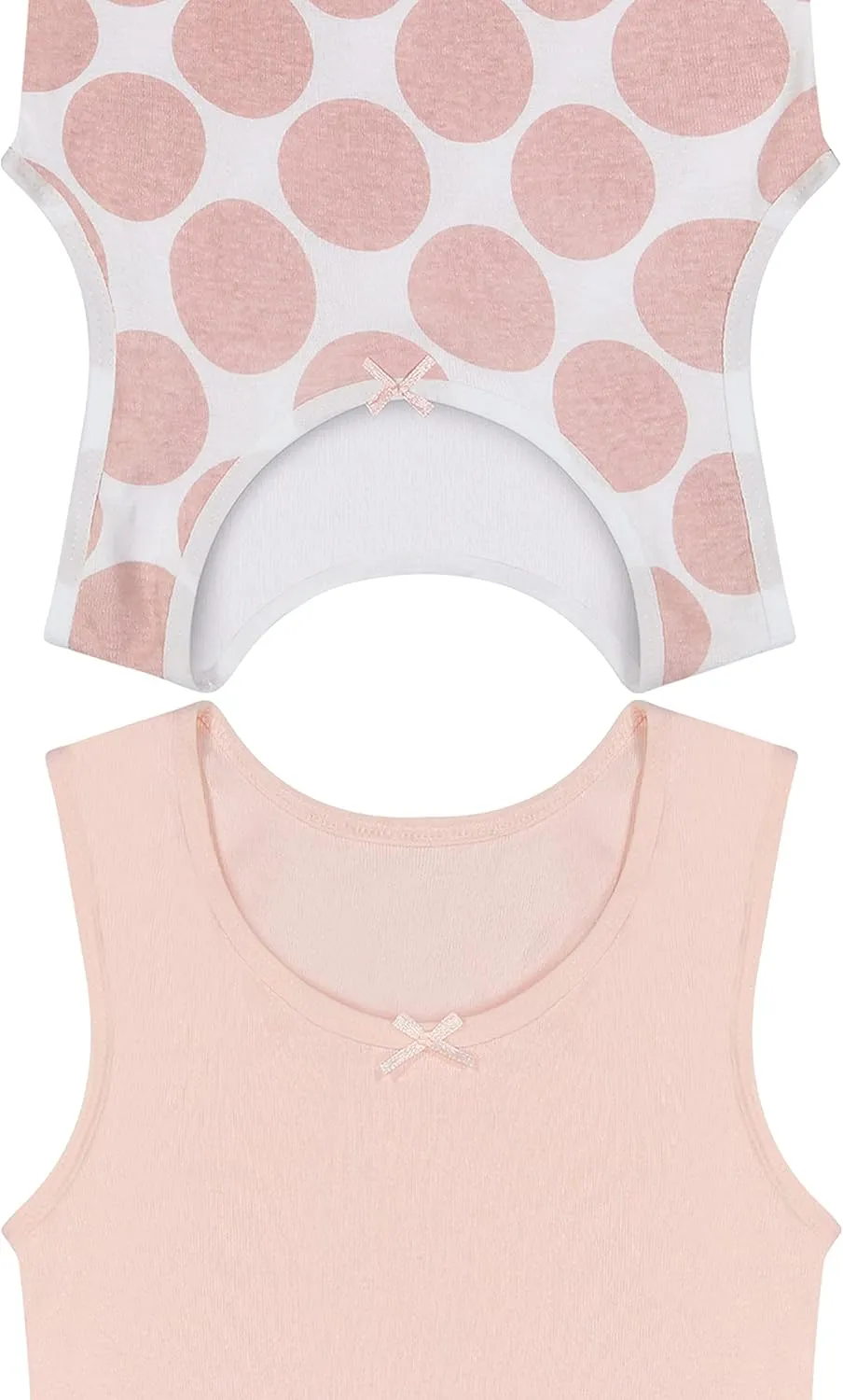 Buyless Fashion Girls Tagless Cami Scoop Neck Pink Polka Dot Undershirts Cotton Tank (8 Pack)
