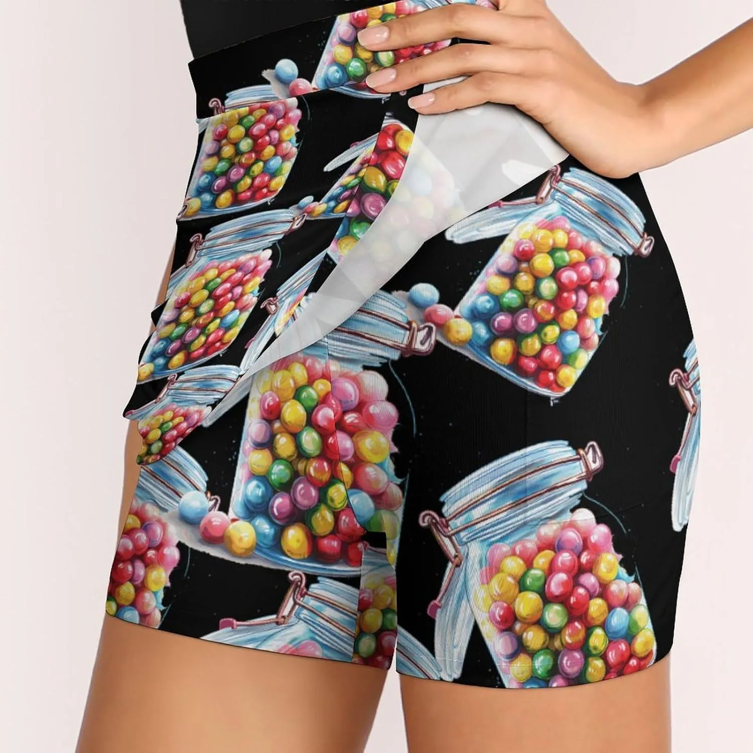 Candy Jar Women's Skort Athletic Skirt Golf Skorts A-line Skirts with Built-in Shorts Pockets