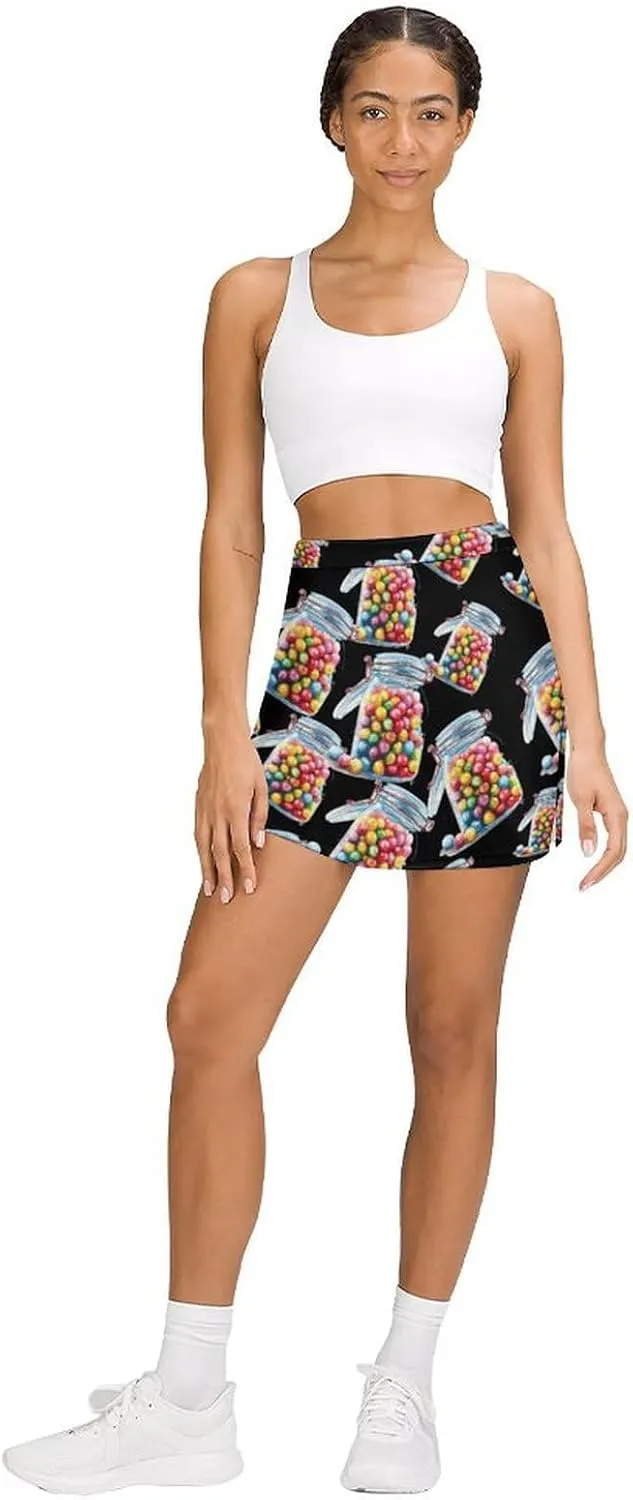Candy Jar Women's Skort Athletic Skirt Golf Skorts A-line Skirts with Built-in Shorts Pockets