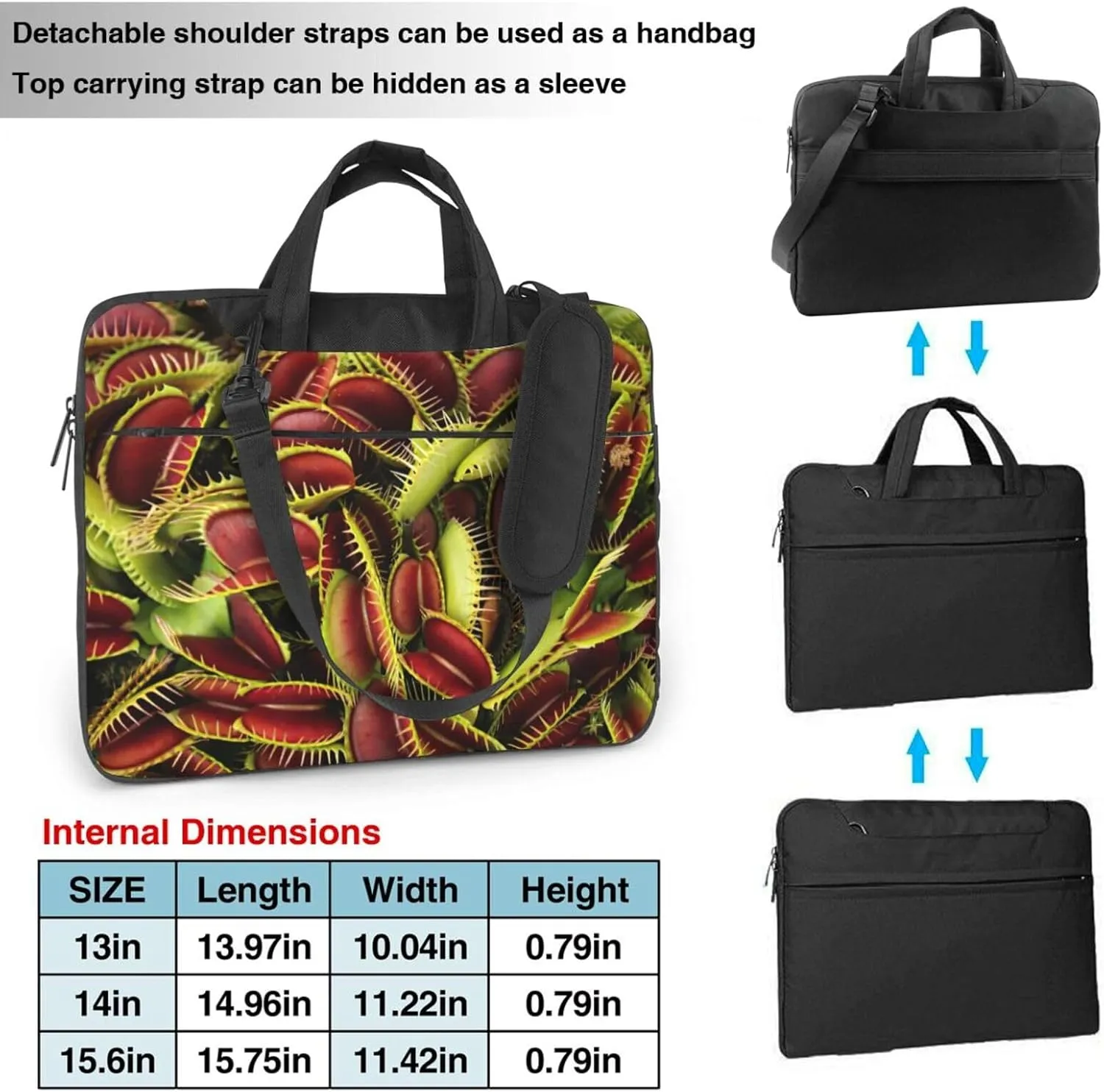 Carnivorous Plant Print Work Casual Office Laptop Shoulder Messenger Bag 13 inch 14 inch 15.6 inch