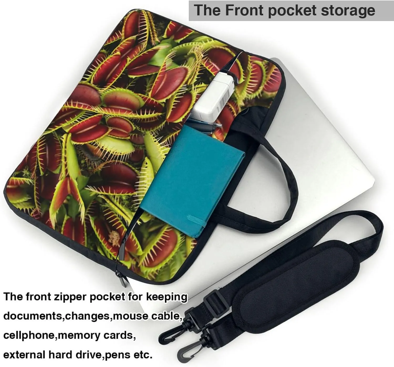 Carnivorous Plant Print Work Casual Office Laptop Shoulder Messenger Bag 13 inch 14 inch 15.6 inch
