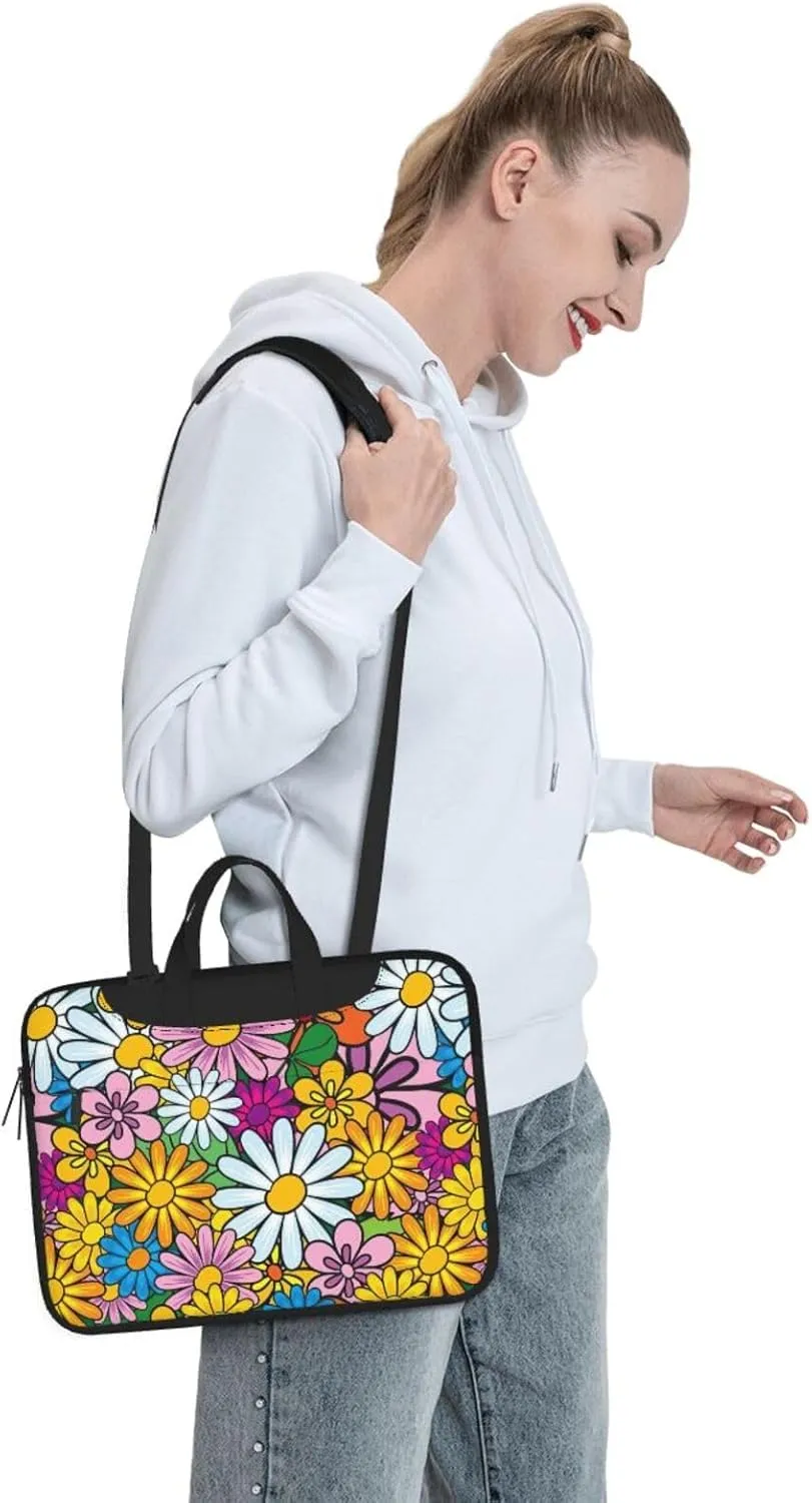 Cartoon cute flowers Print Work Casual Office Laptop Shoulder Messenger Bag 13 inch 14 inch 15.6 inch
