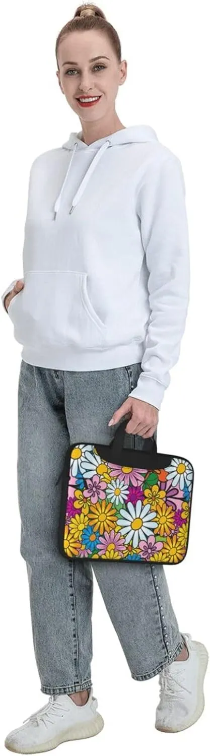 Cartoon cute flowers Print Work Casual Office Laptop Shoulder Messenger Bag 13 inch 14 inch 15.6 inch