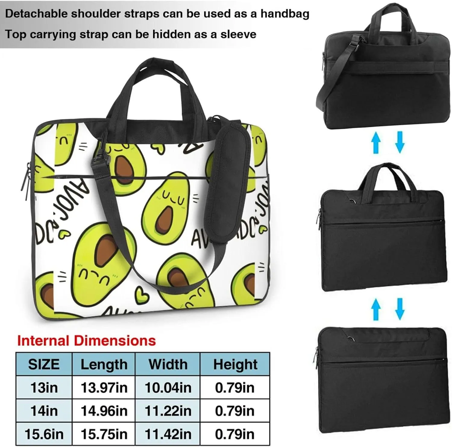 Cartoon Pears Print Work Casual Office Laptop Shoulder Messenger Bag 13 inch 14 inch 15.6 inch