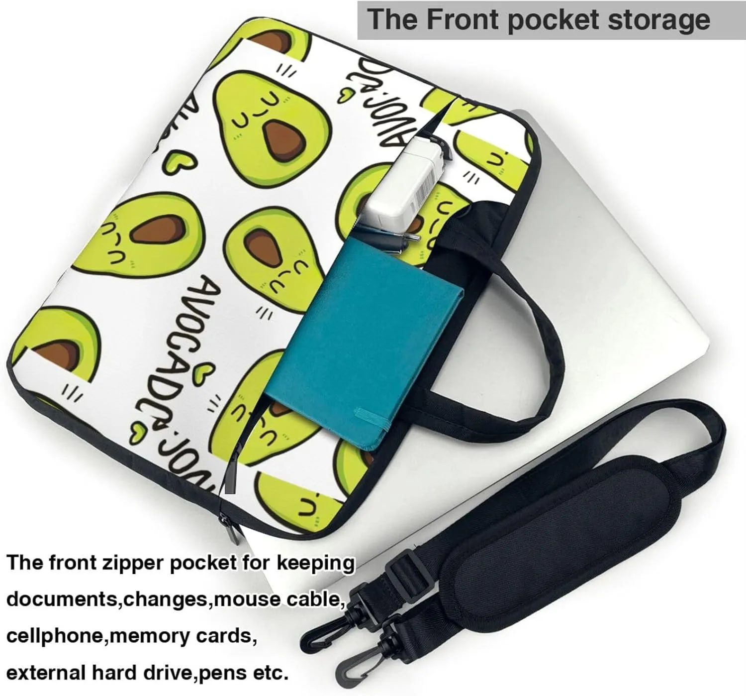 Cartoon Pears Print Work Casual Office Laptop Shoulder Messenger Bag 13 inch 14 inch 15.6 inch