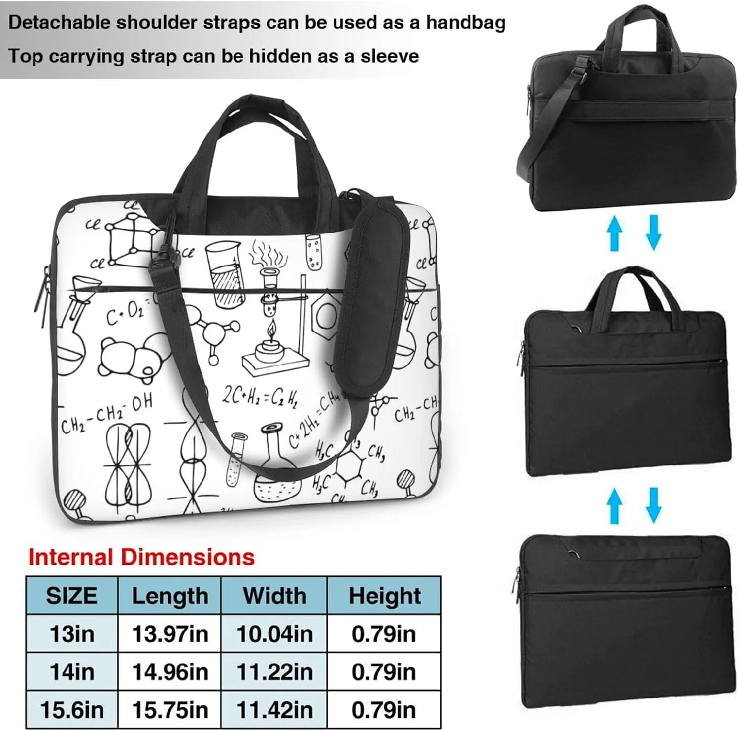 Chemistry Print Print Work Casual Office Laptop Shoulder Messenger Bag 13 inch 14 inch 15.6 inch