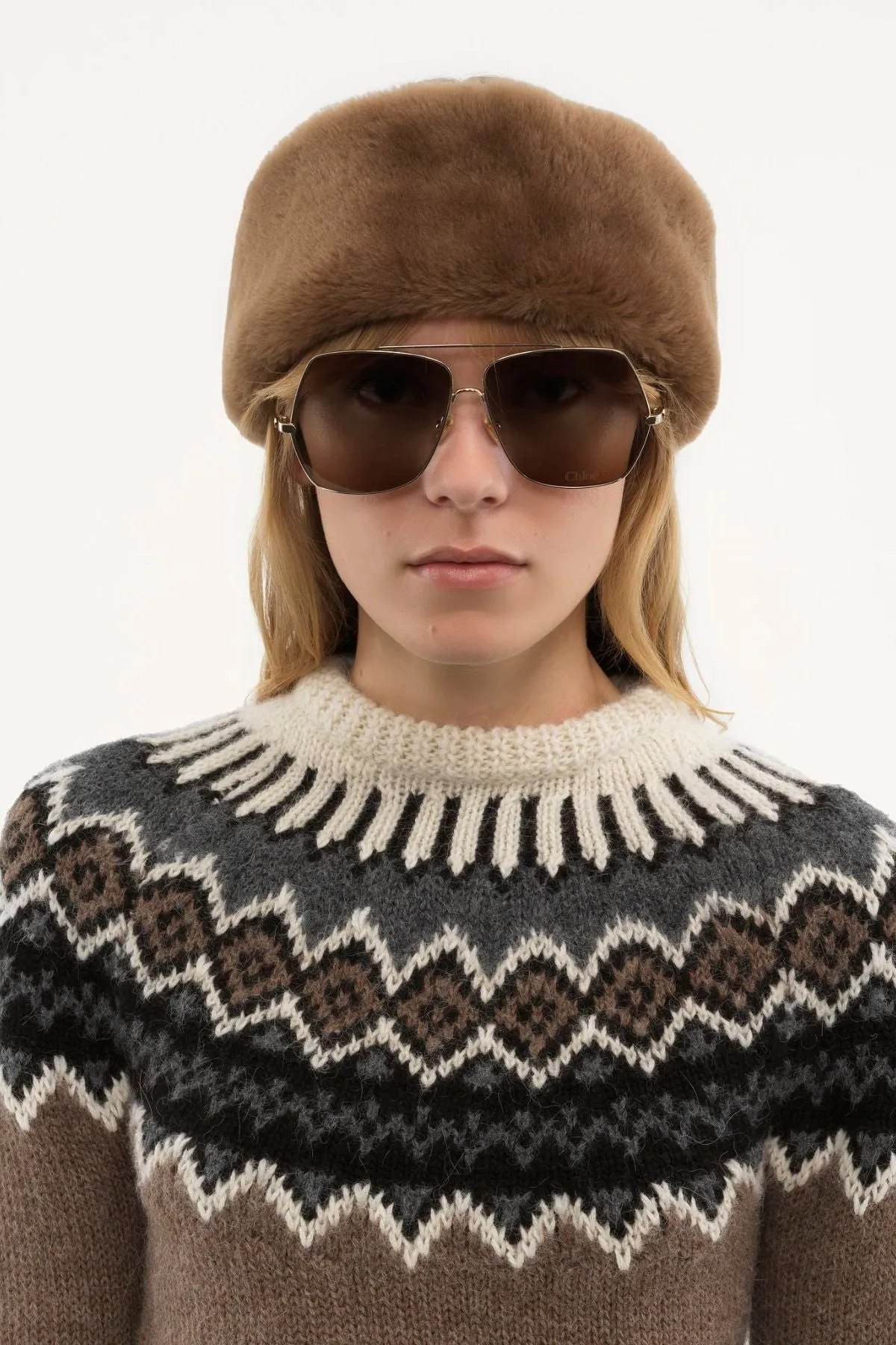 Chlo Fair Isle Jumper - Brown Beige