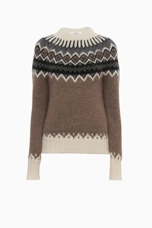 Chlo Fair Isle Jumper - Brown Beige