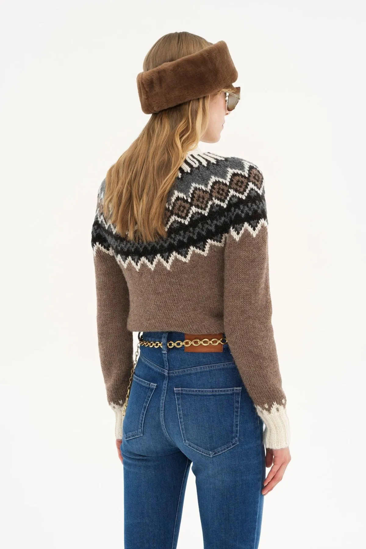 Chlo Fair Isle Jumper - Brown Beige