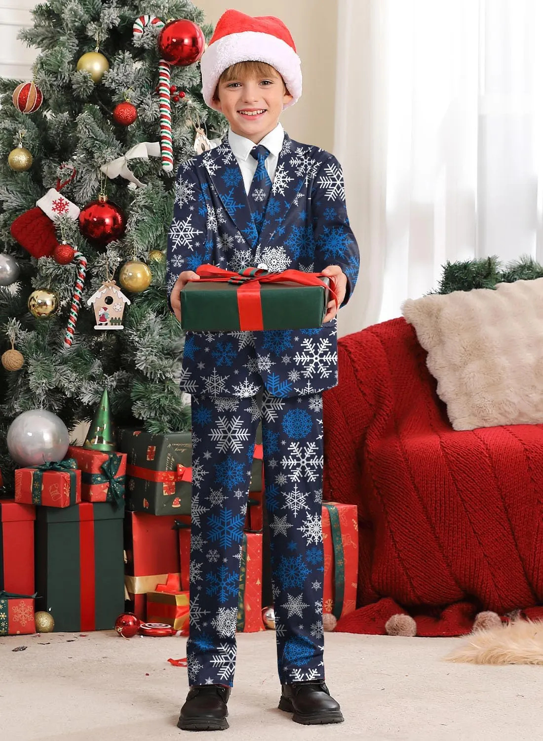 Christmas Boys Ugly 3 Piece Suits with Jacket, Pants & Tie 5-14 Years