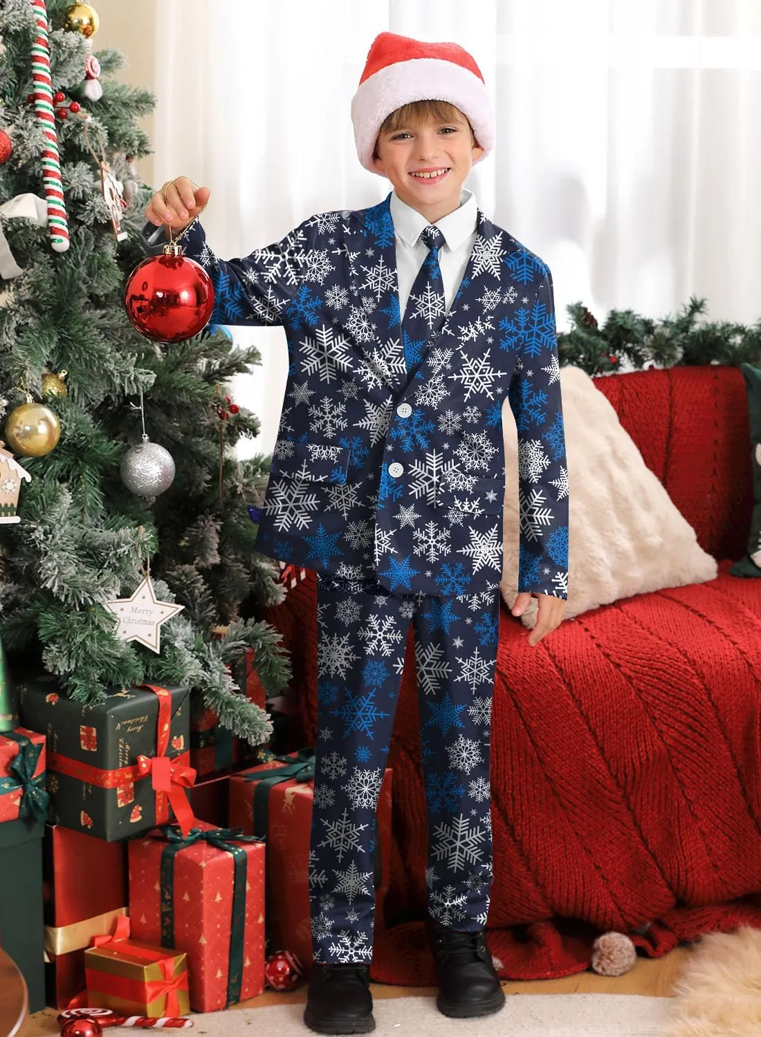 Christmas Boys Ugly 3 Piece Suits with Jacket, Pants & Tie 5-14 Years