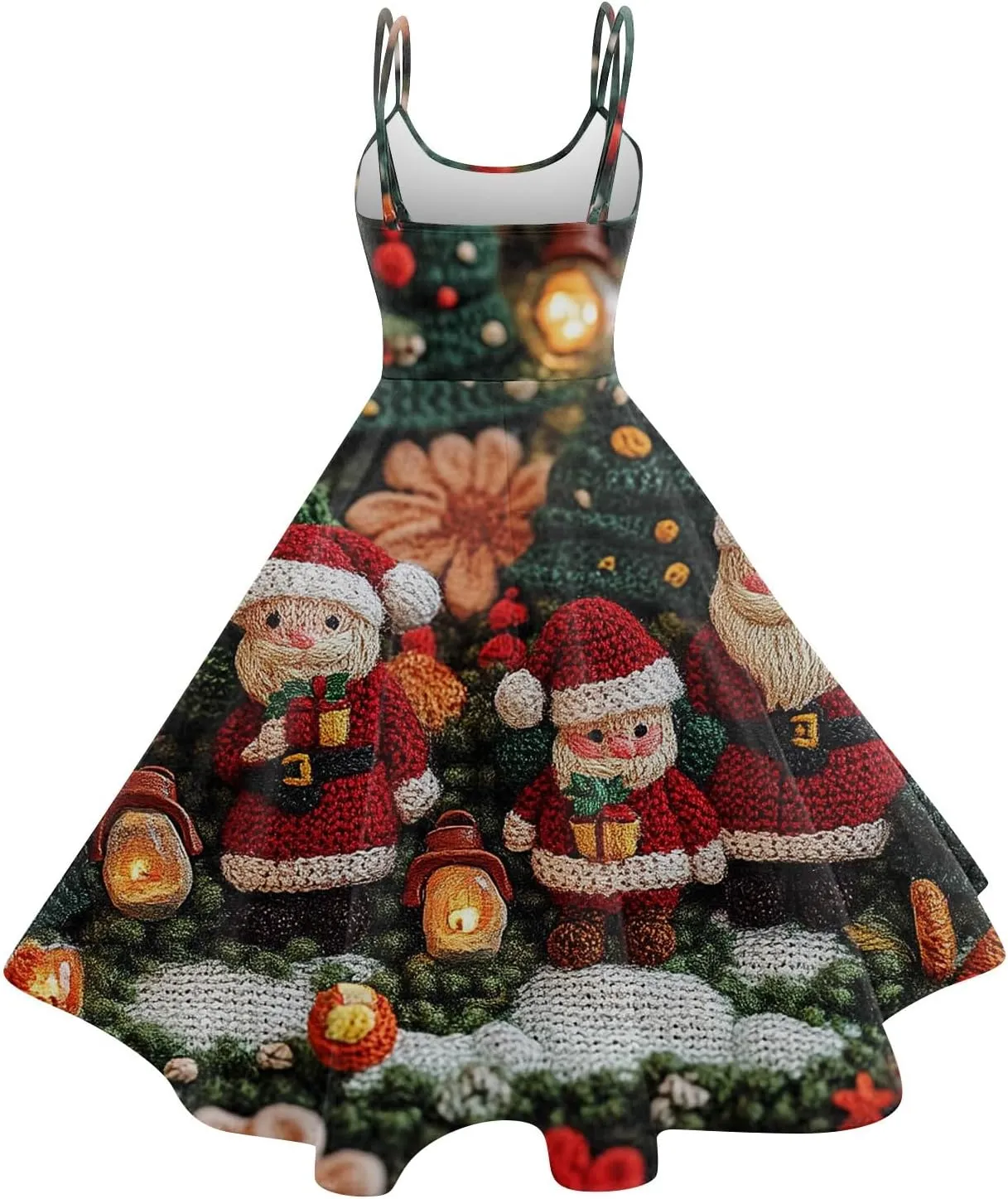 Christmas Dresses for Women 2024 Vintage Sleeveless Spaghetti Strap Dresses 1950s A-line Cocktail Midi Dress