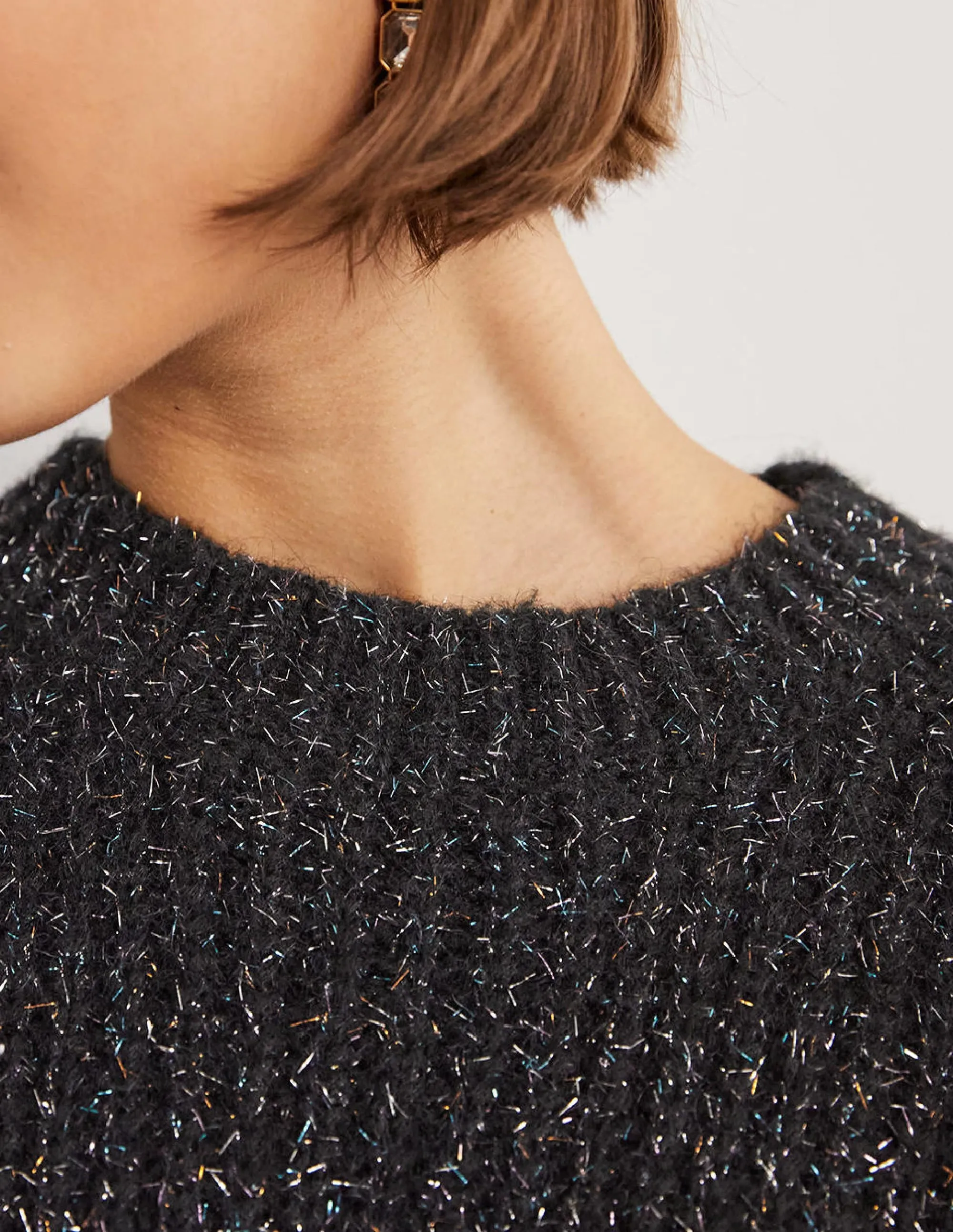 Chunky Ribbed Jumper-Black Sparkle
