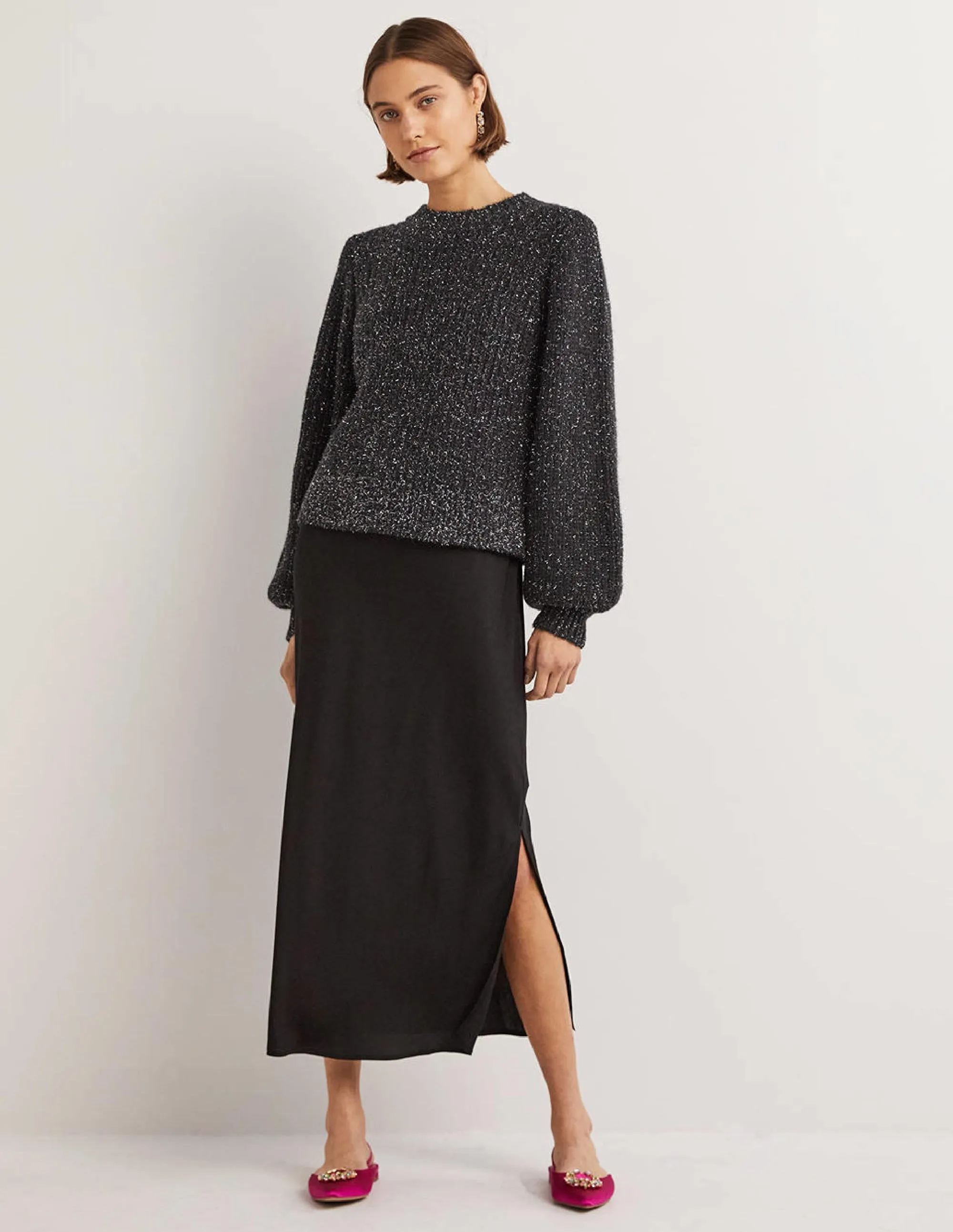 Chunky Ribbed Jumper-Black Sparkle