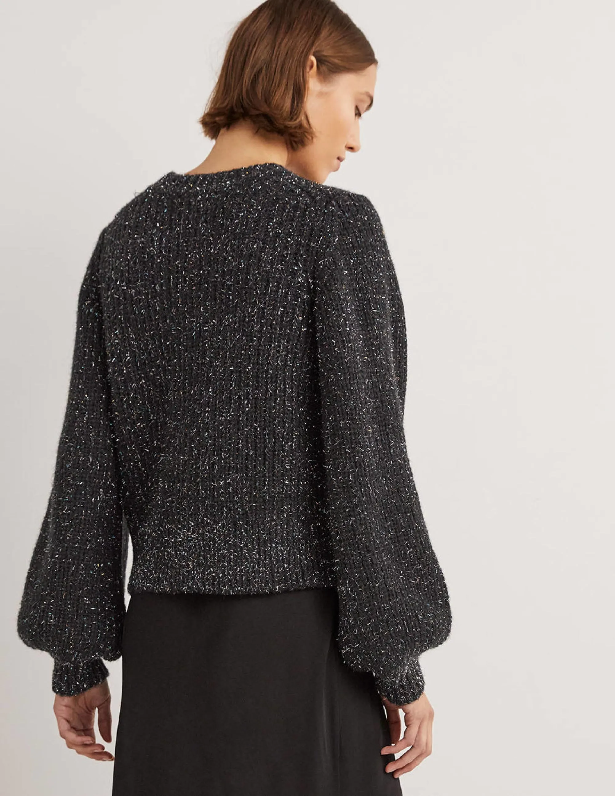 Chunky Ribbed Jumper-Black Sparkle