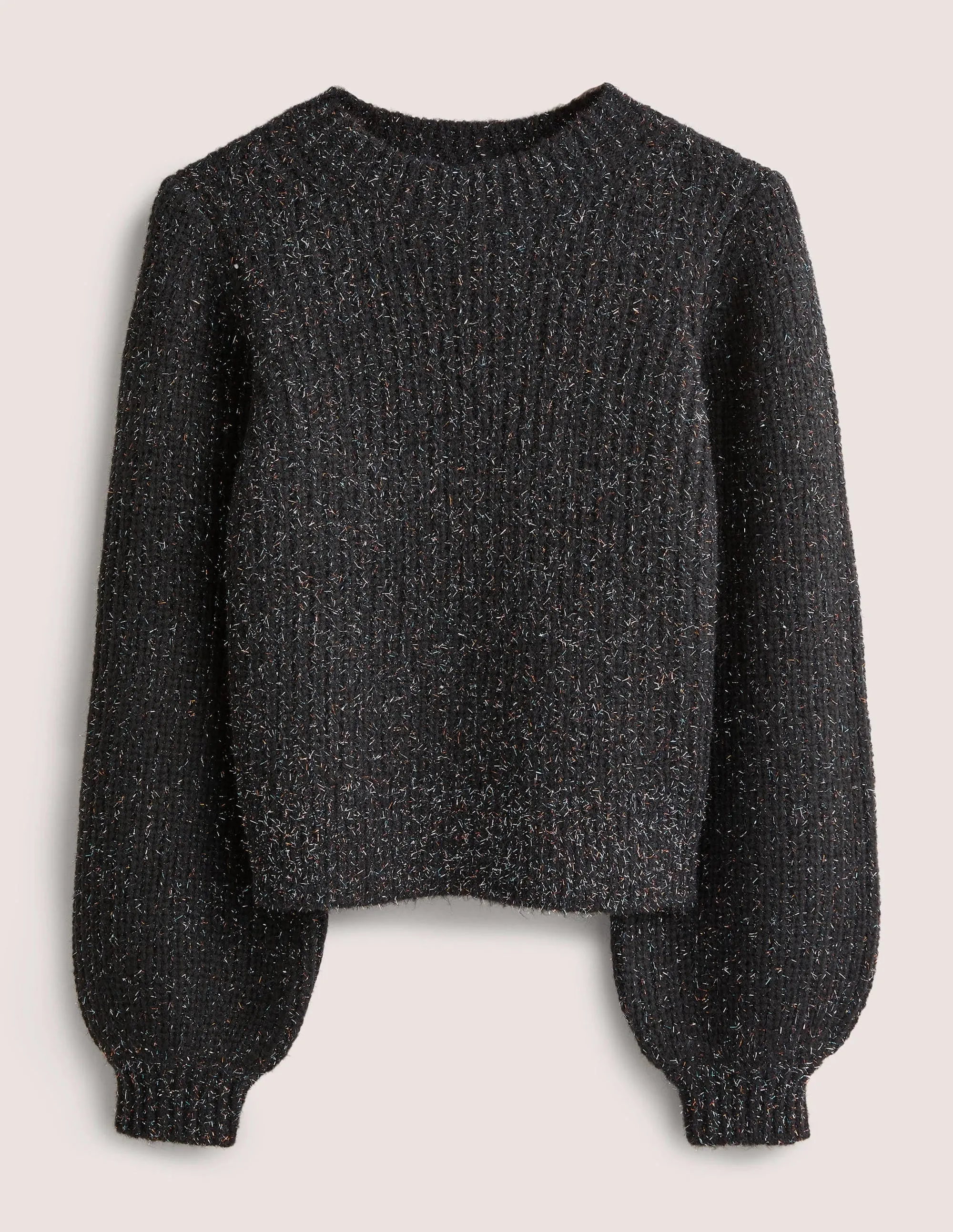 Chunky Ribbed Jumper-Black Sparkle