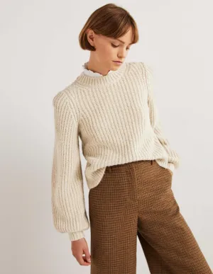 Chunky Ribbed Jumper-Oatmeal Melange