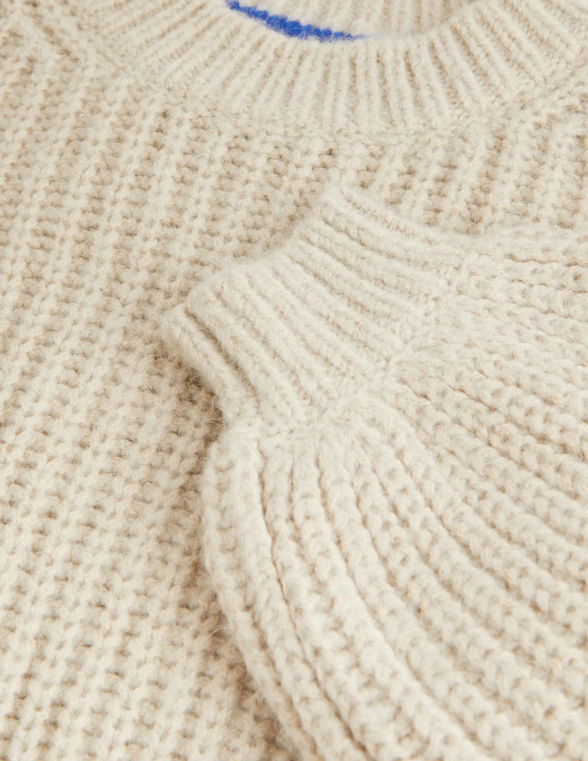 Chunky Ribbed Jumper-Oatmeal Melange
