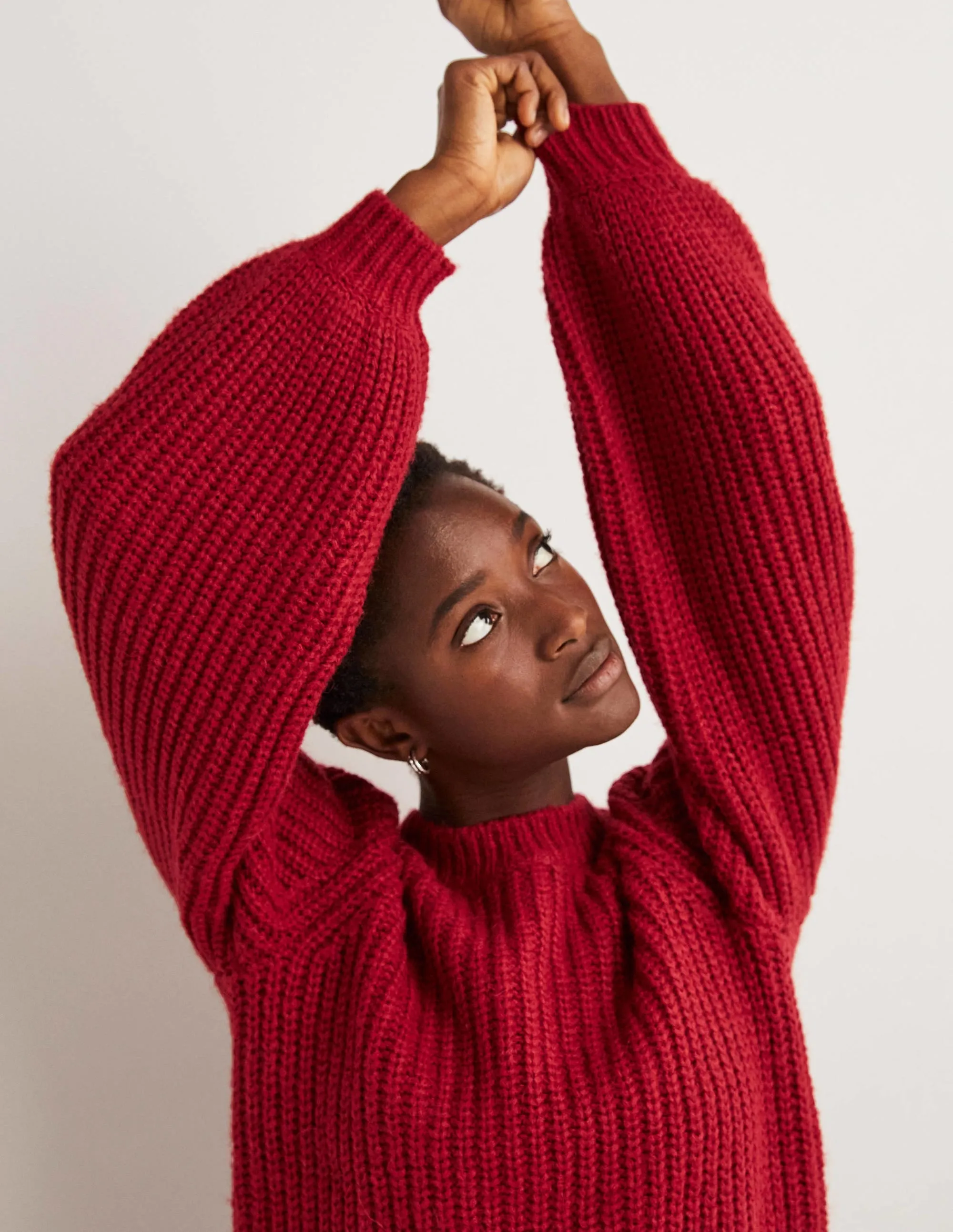 Chunky Ribbed Jumper-Ruby Red