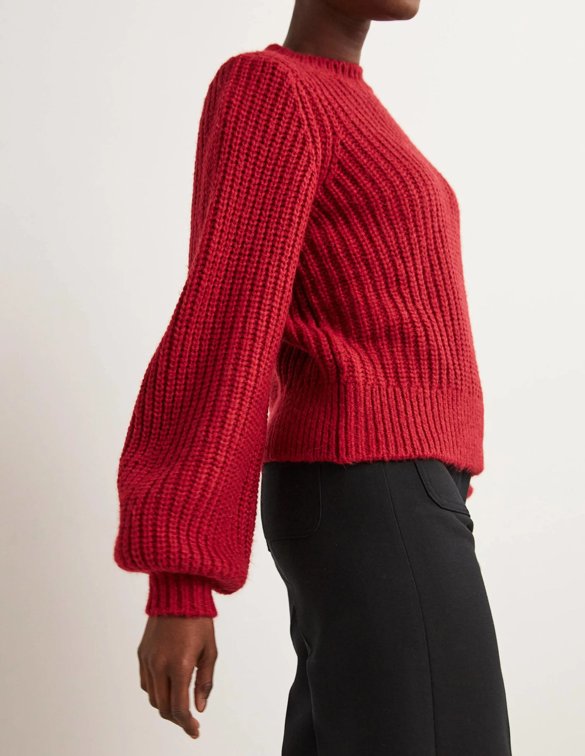Chunky Ribbed Jumper-Ruby Red