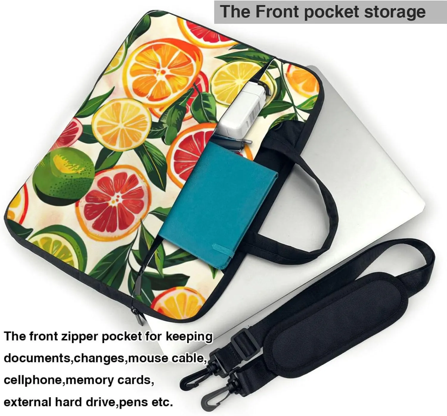 citrus fruit pattern Print Work Casual Office Laptop Shoulder Messenger Bag 13 inch 14 inch 15.6 inch