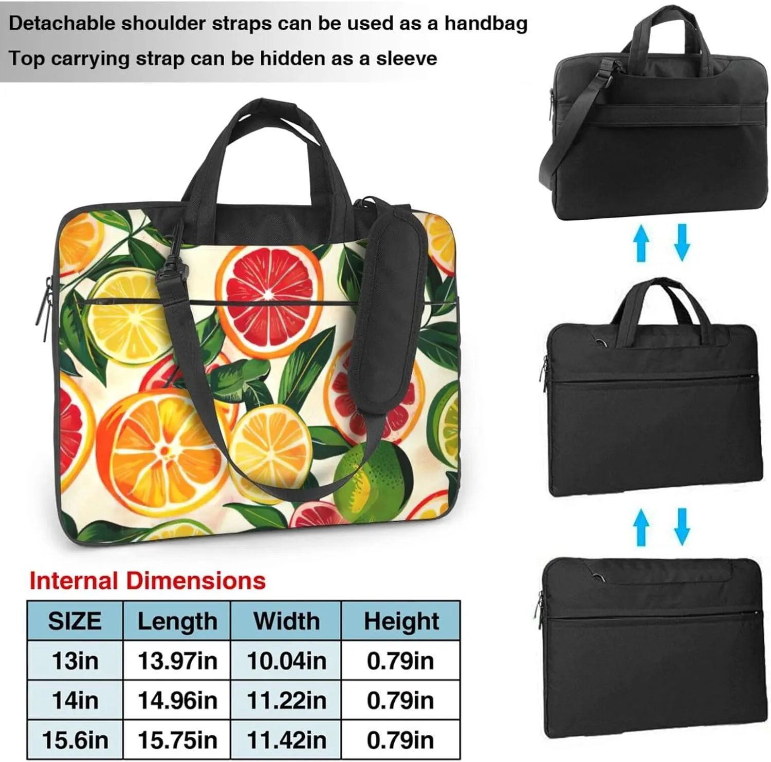 citrus fruit pattern Print Work Casual Office Laptop Shoulder Messenger Bag 13 inch 14 inch 15.6 inch