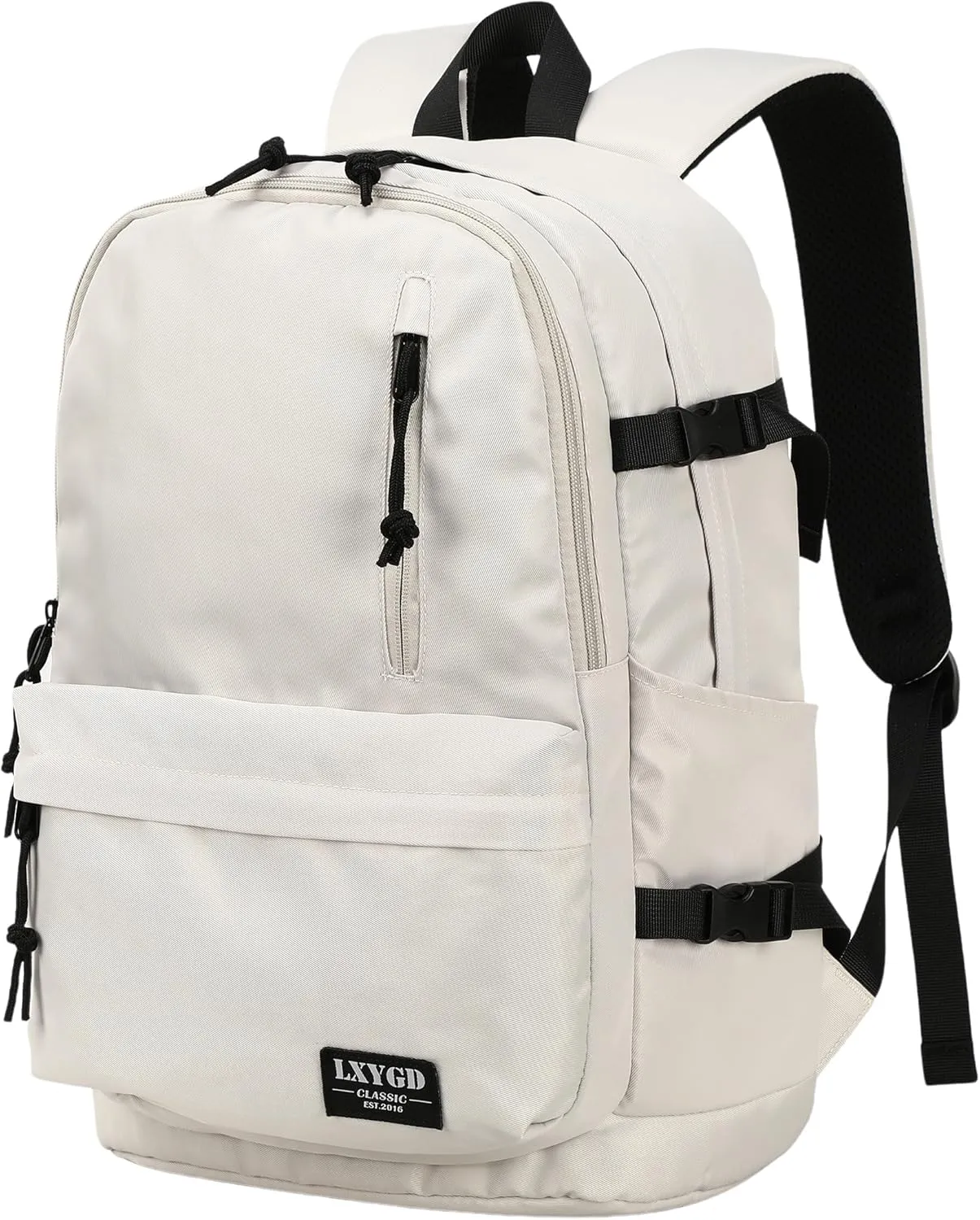 Classical Basic Laptop Backpack 15.6 Inch School Backpack College Backpacks Anti Theft Carry on Travel Backpack for Work,Casual Daypack for Boys Girls Teens (Beige)