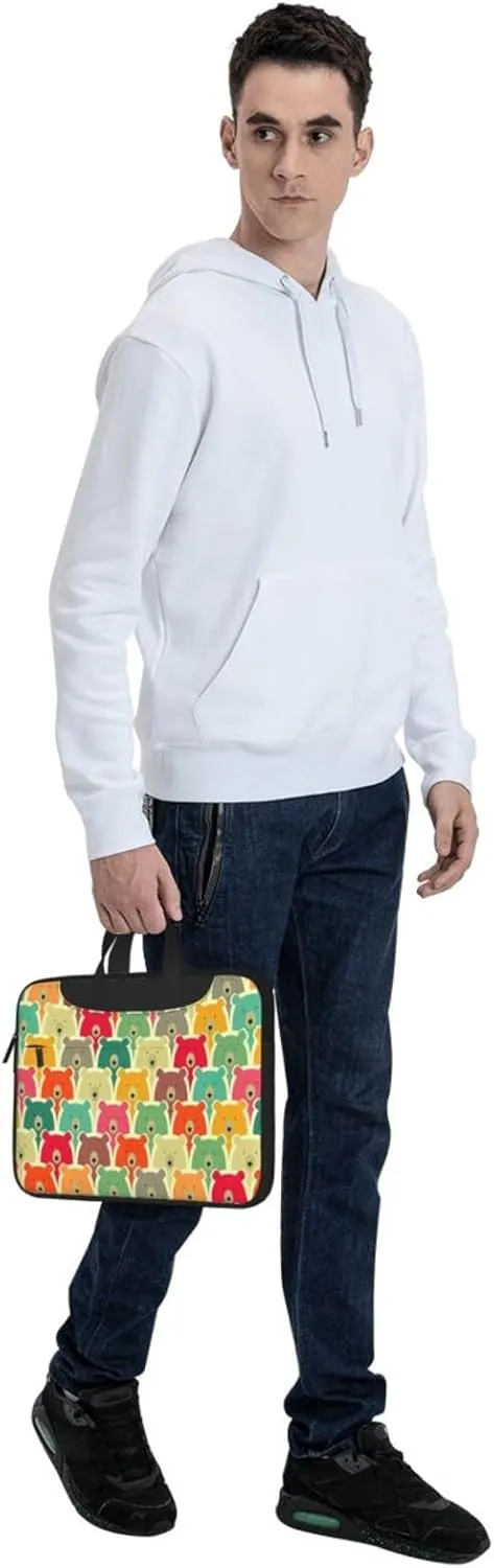 Colorful Bears Print Work Casual Office Laptop Shoulder Messenger Bag 13 inch 14 inch 15.6 inch