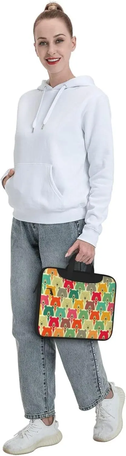 Colorful Bears Print Work Casual Office Laptop Shoulder Messenger Bag 13 inch 14 inch 15.6 inch