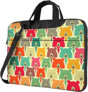 Colorful Bears Print Work Casual Office Laptop Shoulder Messenger Bag 13 inch 14 inch 15.6 inch