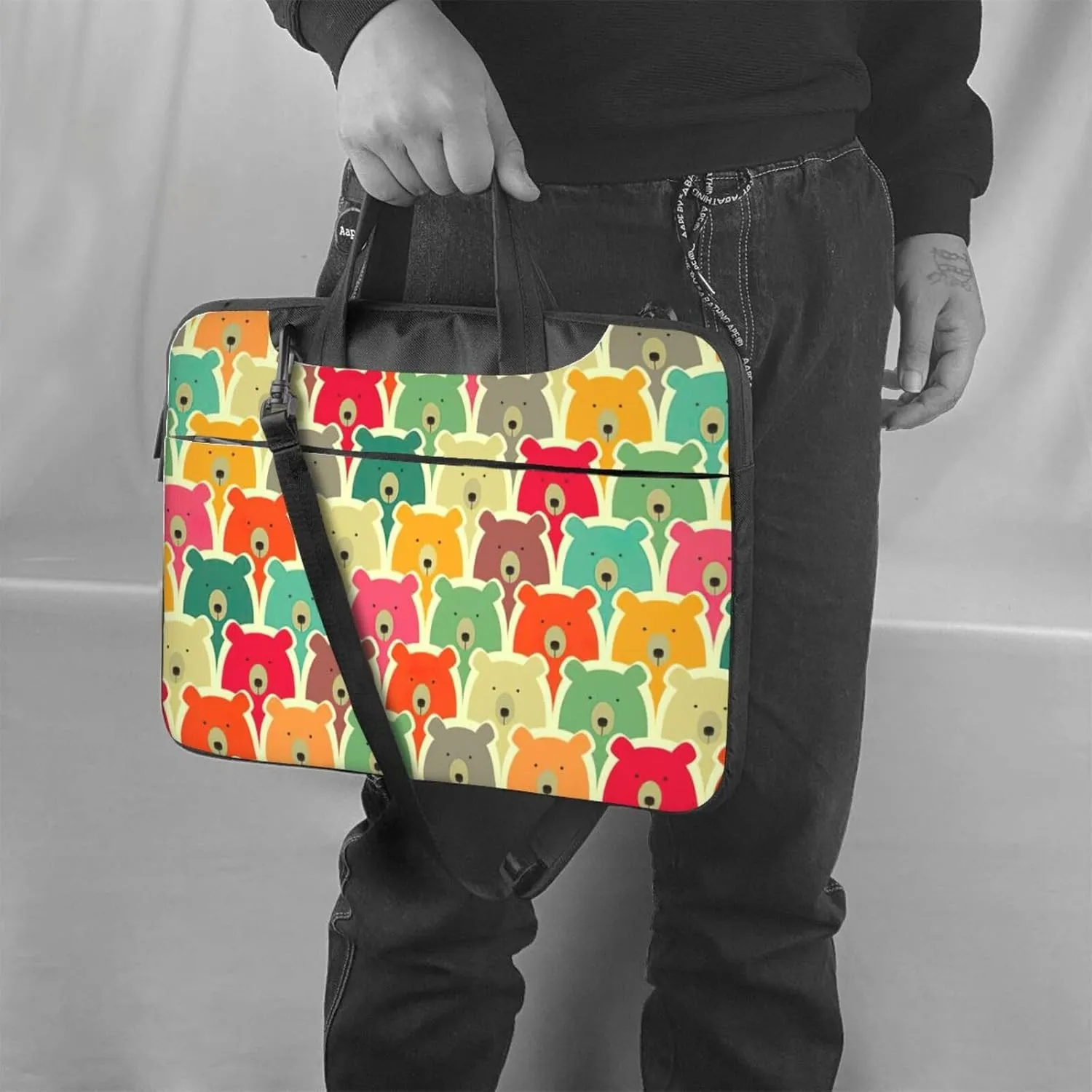 Colorful Bears Print Work Casual Office Laptop Shoulder Messenger Bag 13 inch 14 inch 15.6 inch
