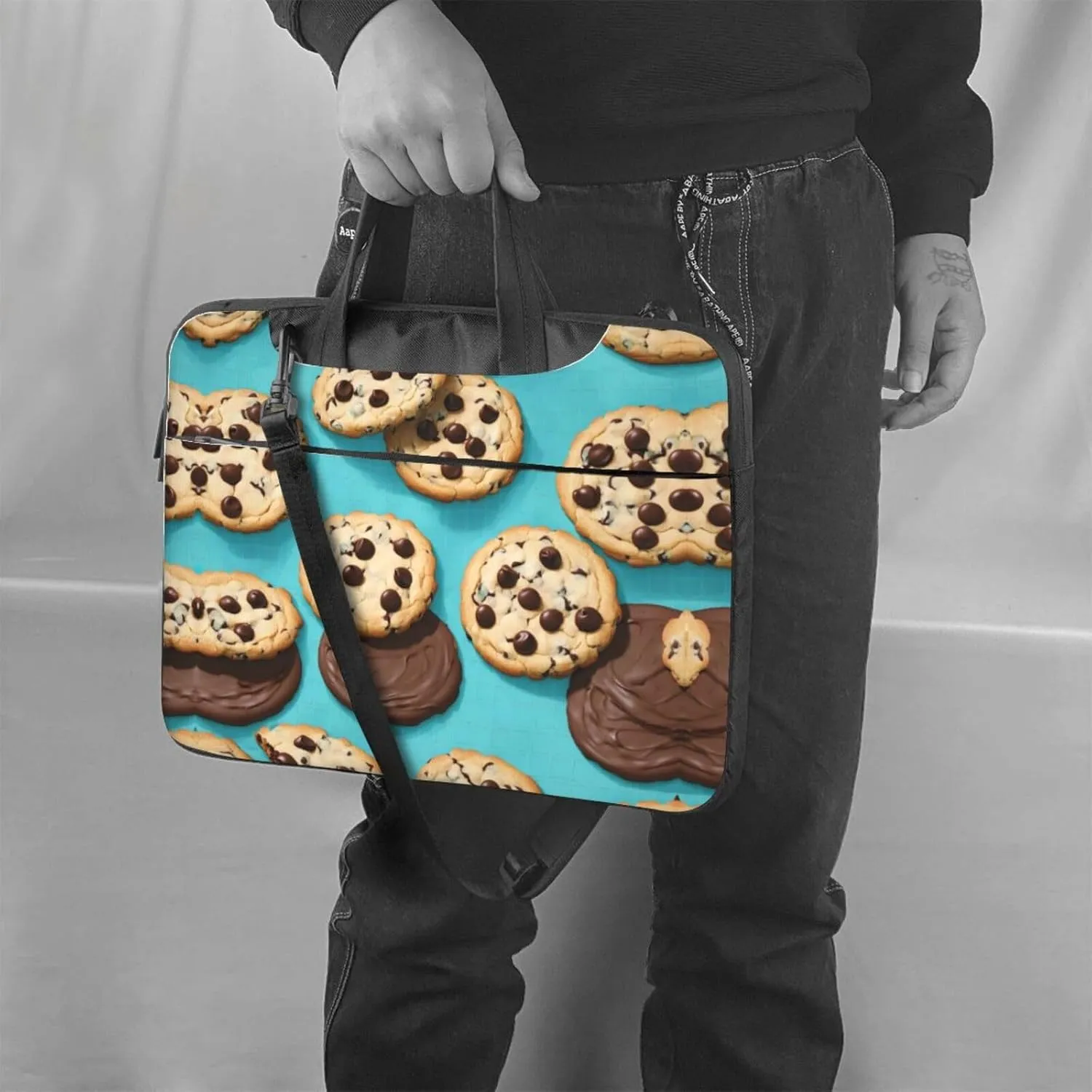Cookies Food Chocolate Chips Biscuits Print Work Casual Office Laptop Shoulder Messenger Bag 13 14 15.6 inch