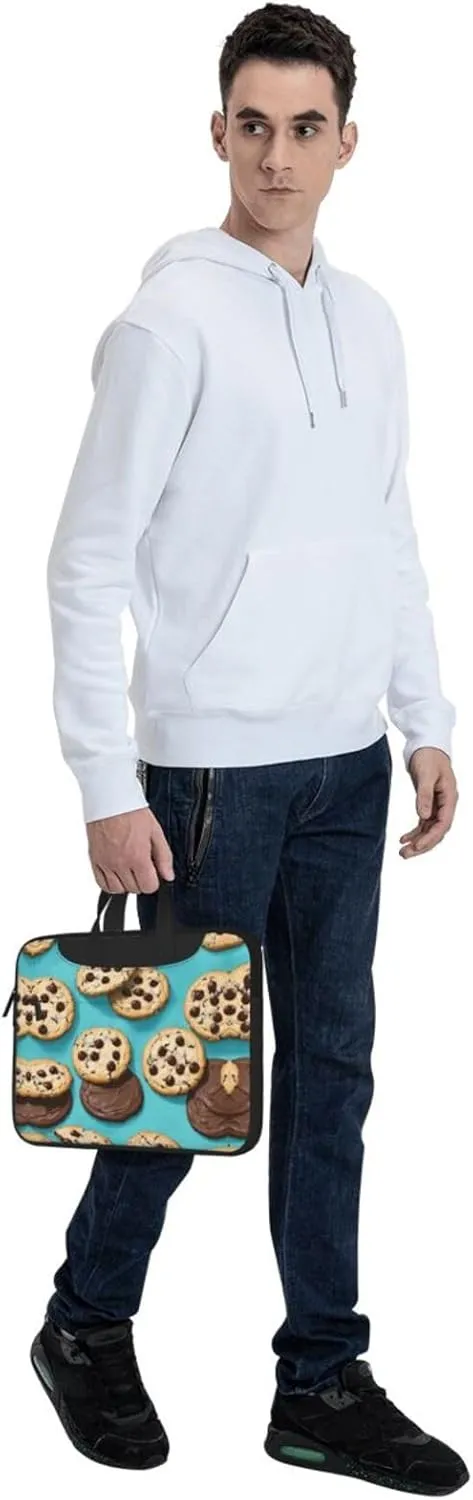 Cookies Food Chocolate Chips Biscuits Print Work Casual Office Laptop Shoulder Messenger Bag 13 14 15.6 inch