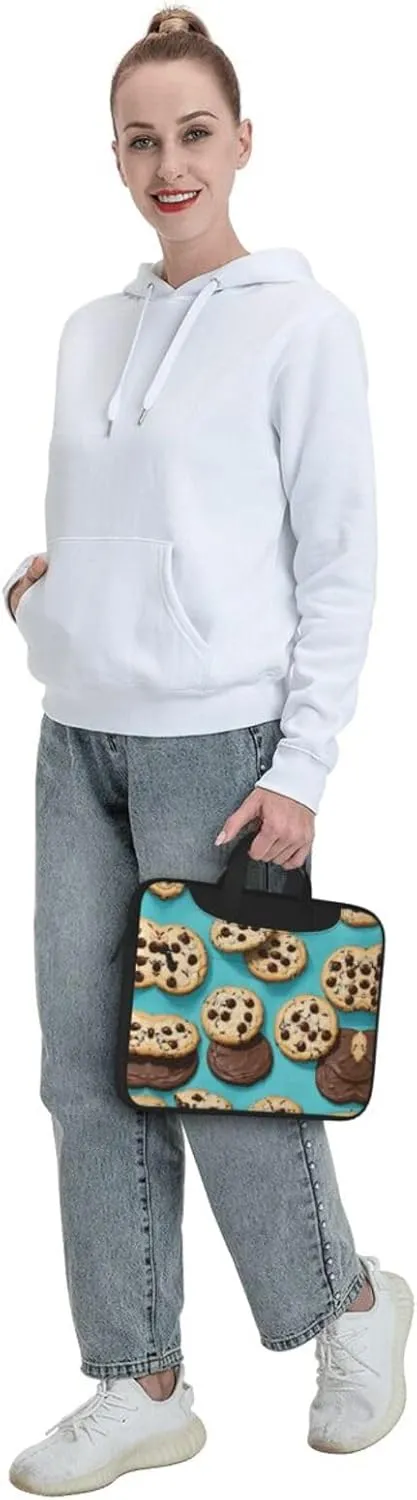 Cookies Food Chocolate Chips Biscuits Print Work Casual Office Laptop Shoulder Messenger Bag 13 14 15.6 inch