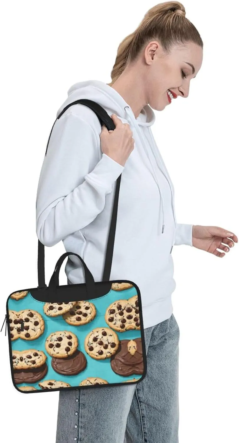 Cookies Food Chocolate Chips Biscuits Print Work Casual Office Laptop Shoulder Messenger Bag 13 14 15.6 inch