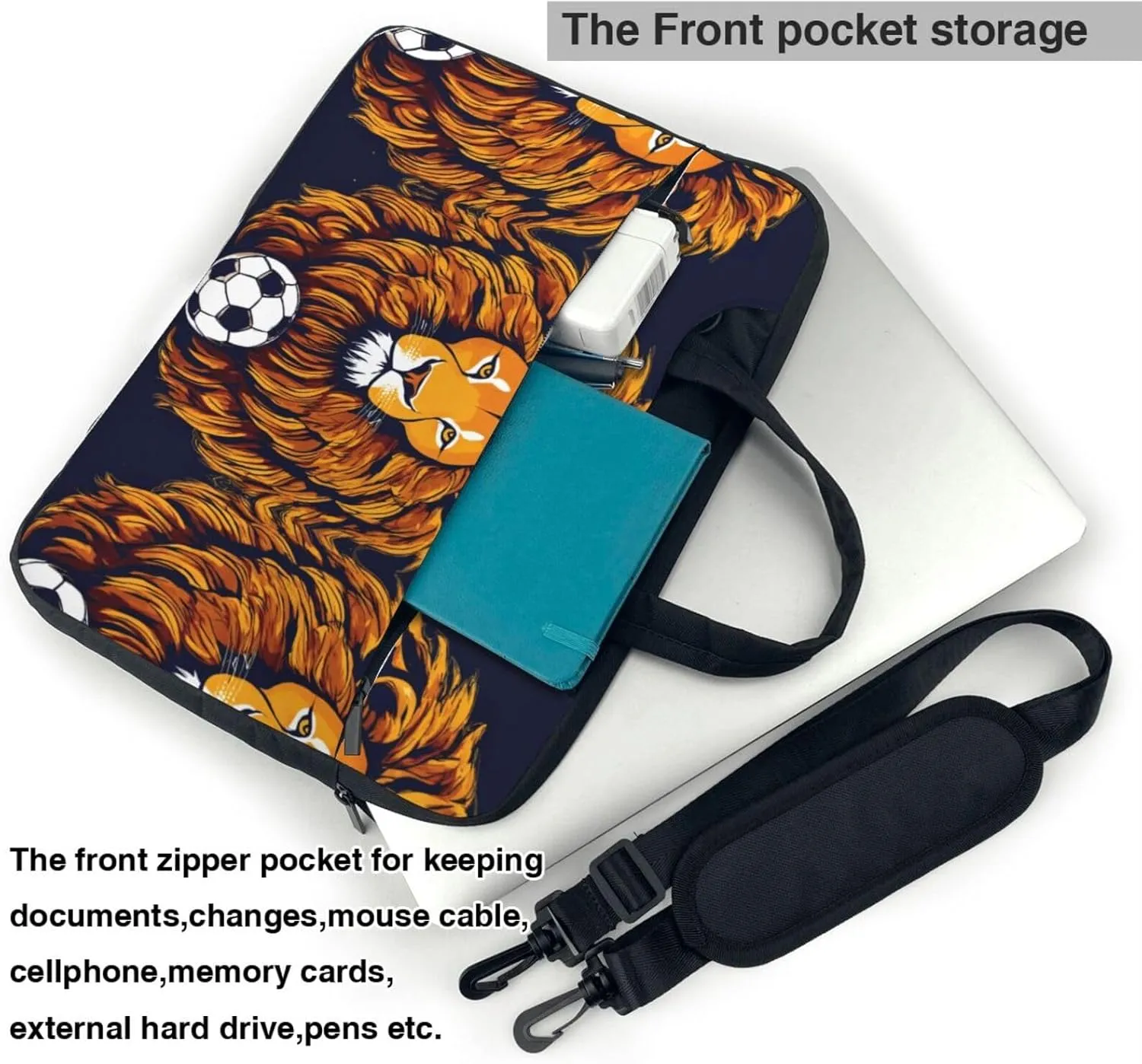 Cool Lion Print Work Casual Office Laptop Shoulder Messenger Bag 13 inch 14 inch 15.6 inch