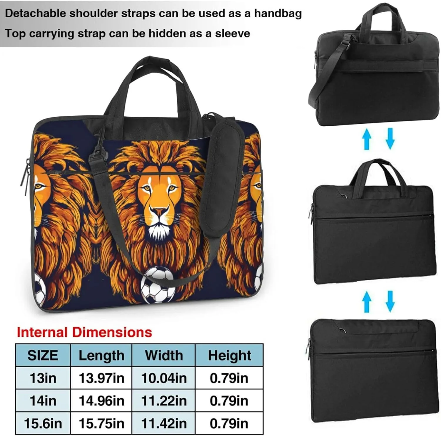 Cool Lion Print Work Casual Office Laptop Shoulder Messenger Bag 13 inch 14 inch 15.6 inch