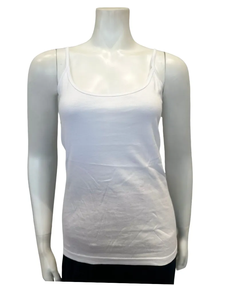 Cotton Touch White Cotton Sleeveless Camisole Undershirt