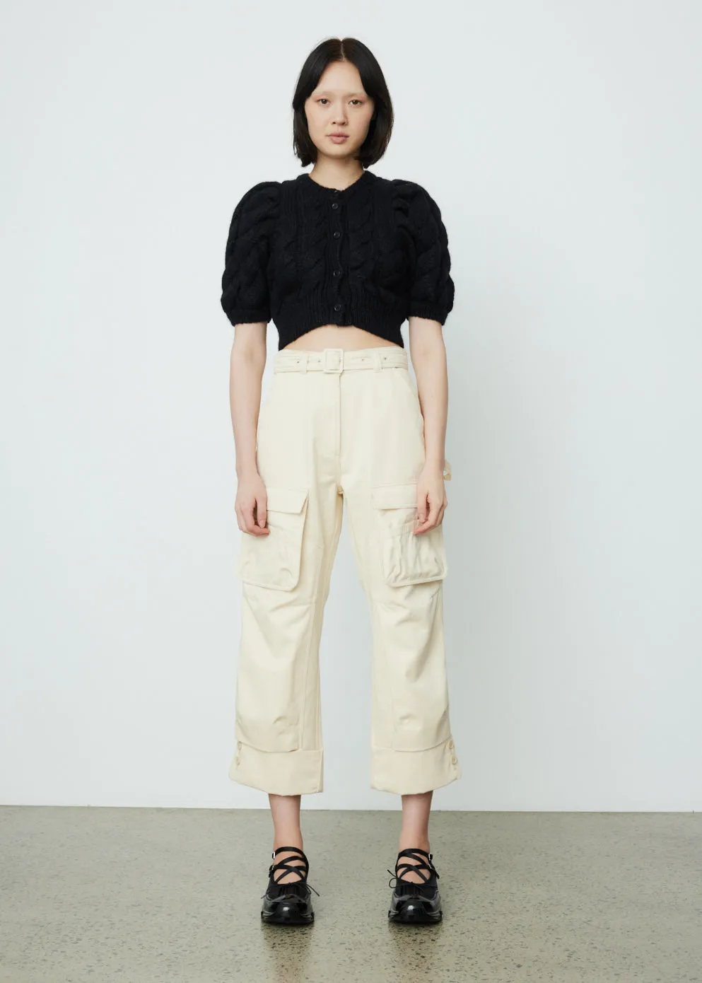 Cropped Puff Short Sleeve Cardigan