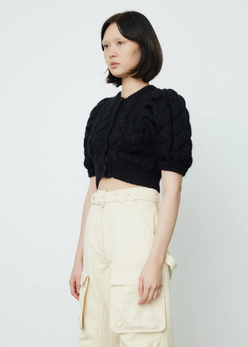 Cropped Puff Short Sleeve Cardigan