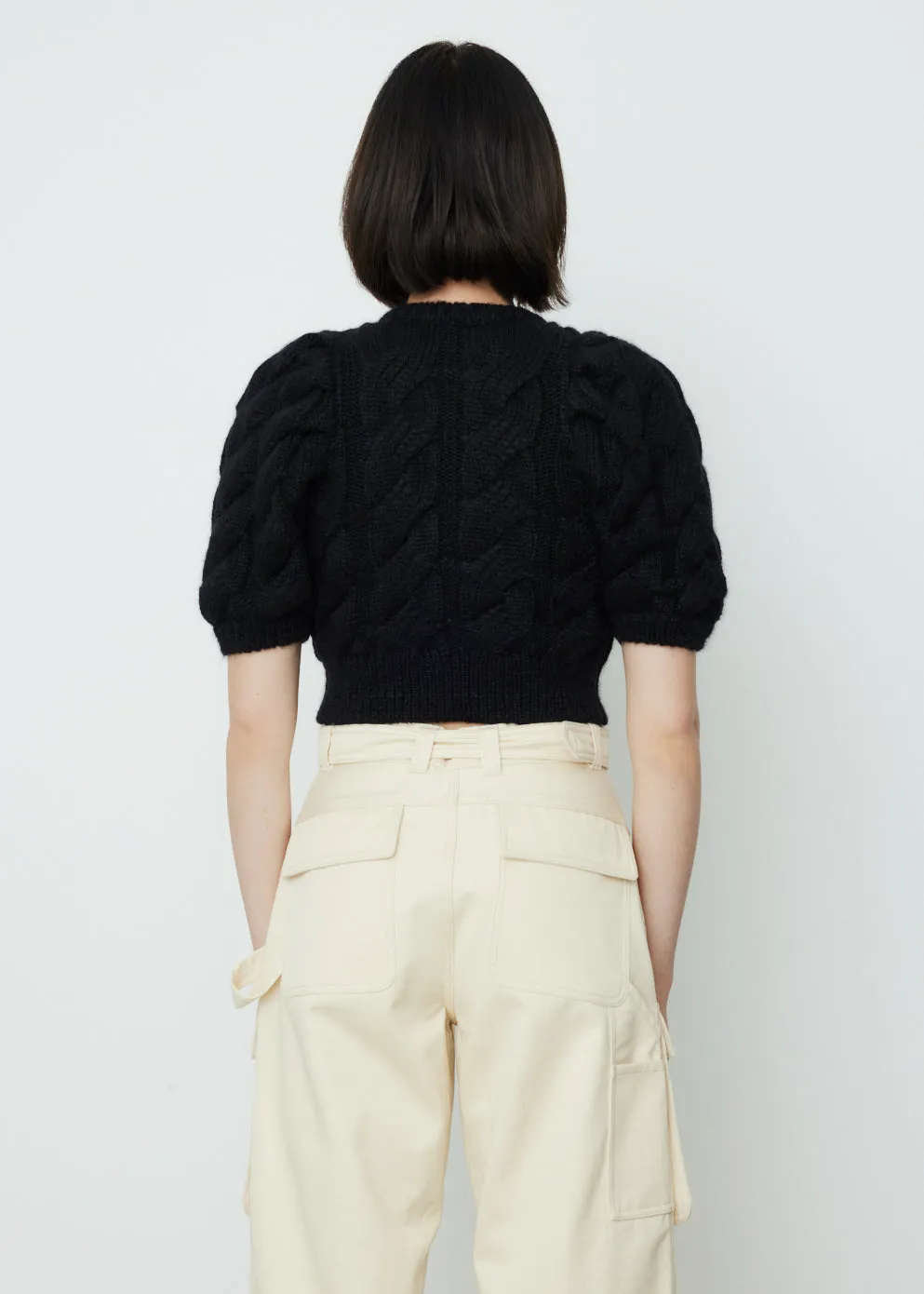 Cropped Puff Short Sleeve Cardigan