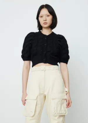 Cropped Puff Short Sleeve Cardigan