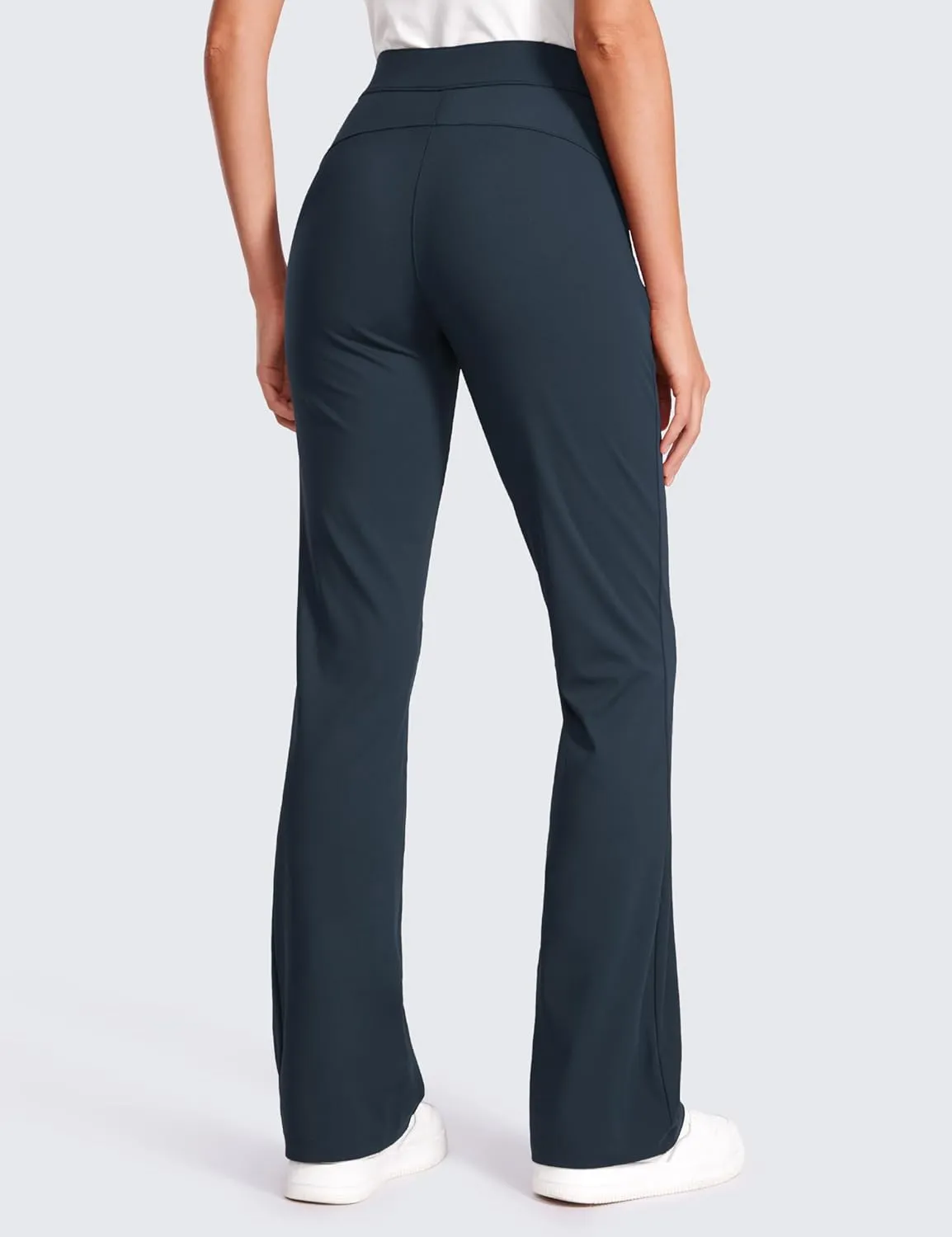 CRZ YOGA 4-Way Stretch Flare Womens Pants Tall 31" Dress Work Casual High Waisted Lounge Sweatpants with Zip Pockets